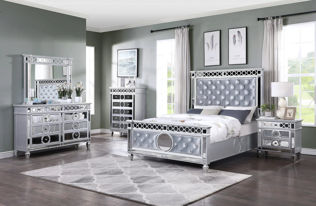 Janett Silver Dresser Mirror Bed Choose Your Size