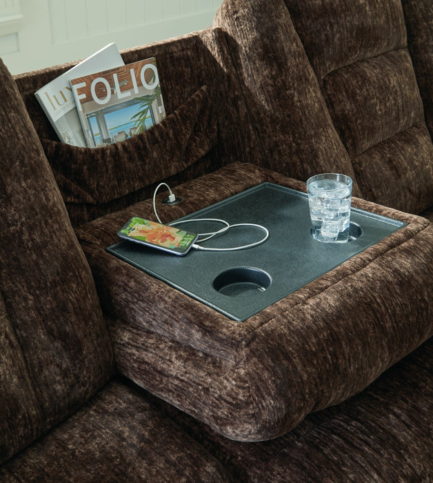 Soundwave - Chocolate - Reclining Sofa W/Drop Down Table