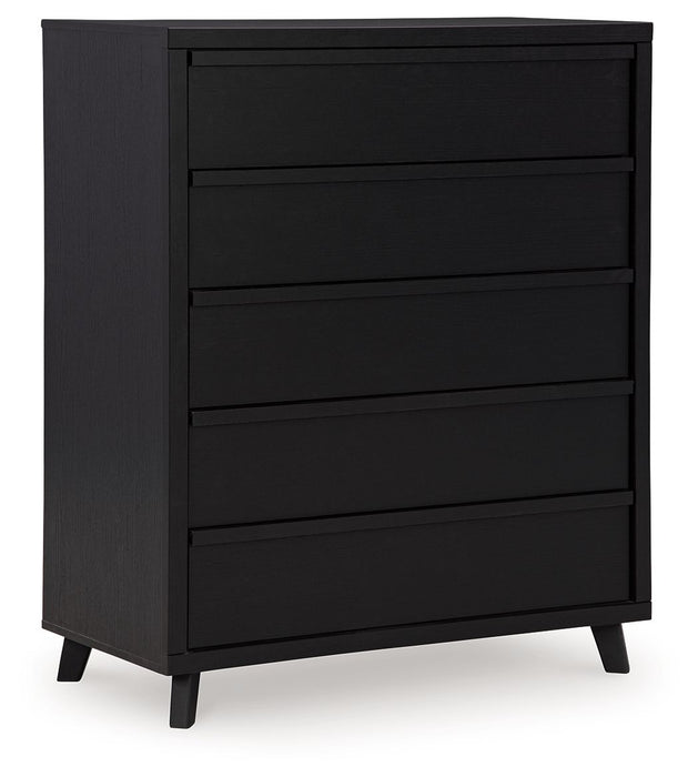 Danziar - Five Drawer Wide Chest - Black | Price Busters Furniture Danziar - Five Drawer Wide Chest - Black | Price Busters Furniture