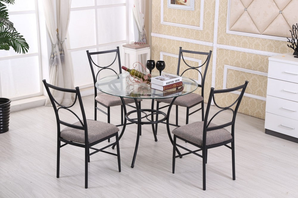 Cecil Glass Top Table and 4 Chairs