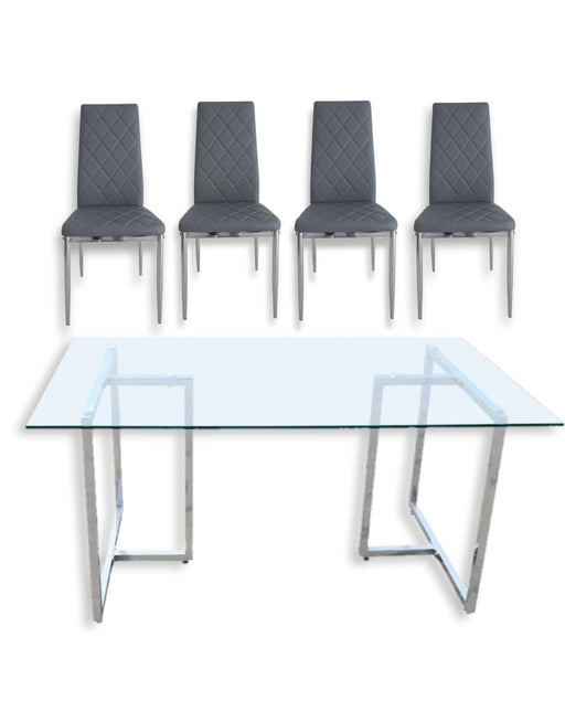 Callie Glass Table & 4 Chairs