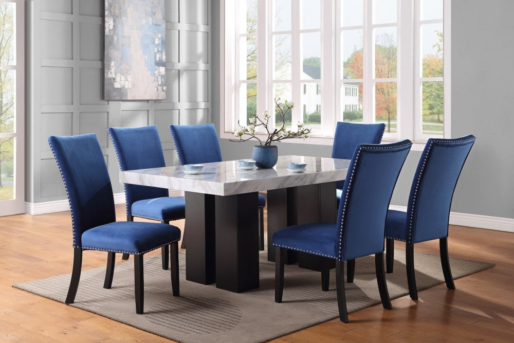 Croix Table & 4 Blue Chairs