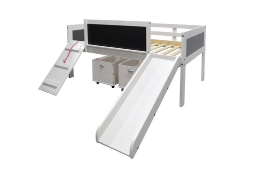 Slide and Chalkboard Twin Loft Bed