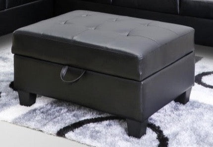 New Jersey Black Faux Leather Ottoman