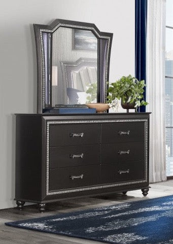 Small black store dresser with mirror