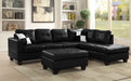 New Jersey Black Faux Leather Sectional