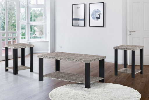 Maxwell Brown Faux Marble Coffee and 2 End Tables