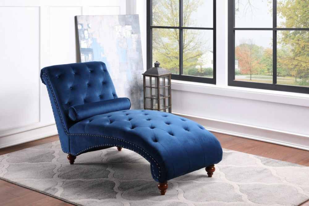 Velvet Blue Chaise | Price Busters Furniture