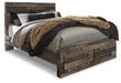 Derekson Queen Panel Bed with 2 Storage Drawers with Mirrored Dresser, Chest and 2 Nightstands
