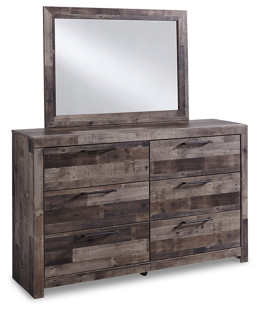 Derekson King Panel Headboard with Mirrored Dresser