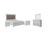 Kanwyn Queen Panel Bed with Mirrored Dresser and 2 Nightstands