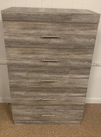 Suede Gray 5 Drawer Chest