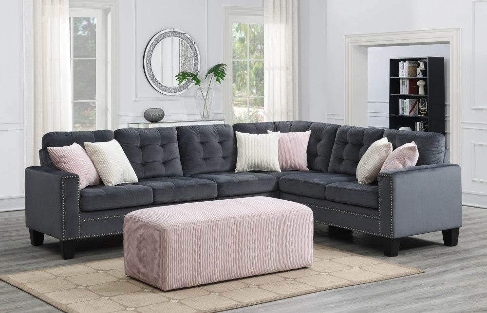 Melanie 2 PC Sectional with 3 White Toss Pillows